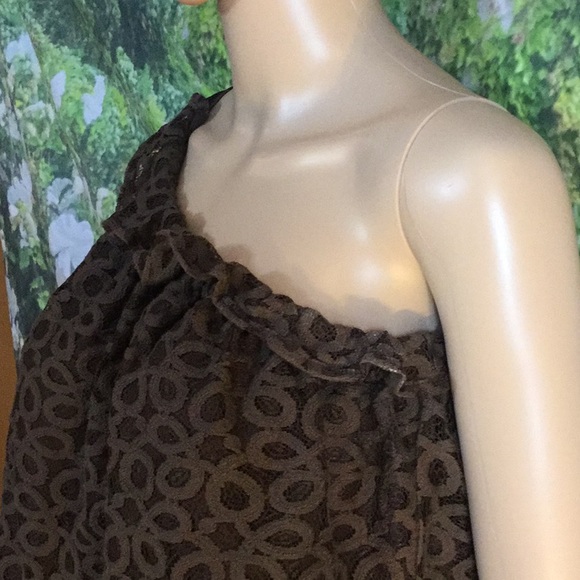 LEONA by Lauren Leonard 1-shoulder lacy lined top - Picture 3 of 5